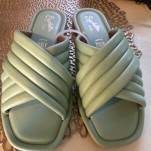 Seychelles Womens Word For Word Slide Sandals Green Size 6
